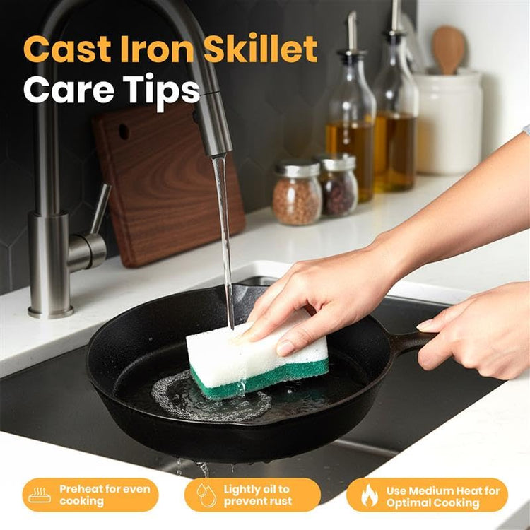 Cast Iron Skillet Set 3 Piece 6 8 10 Inch PFAS (3 Count)