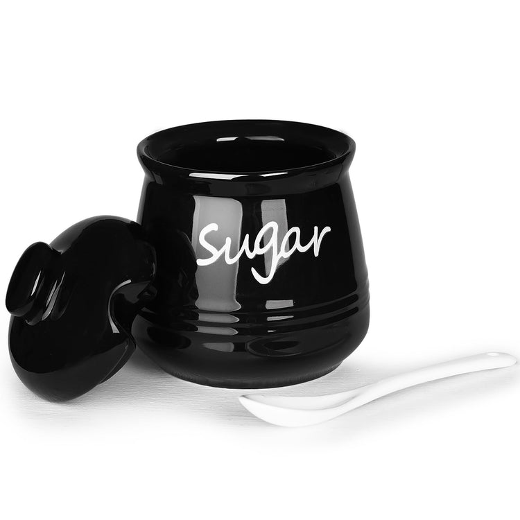 12oz Ceramic Sugar Bowl with Lid and Spoon
