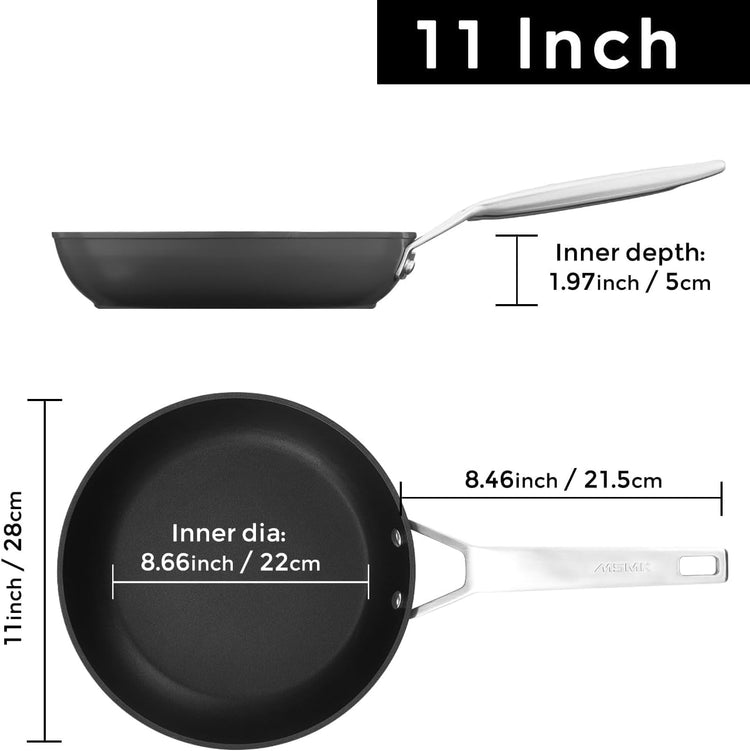 MsMk 11 Inch Nonstick Frying Pan,Titanium and Ceramic Nonstick Large Skillet Pan, PFOA Free, Non-Toxic, Stay-Cool Handle, Scratch-resistant, Dishwasher Safe, Oven Safe to 700°F