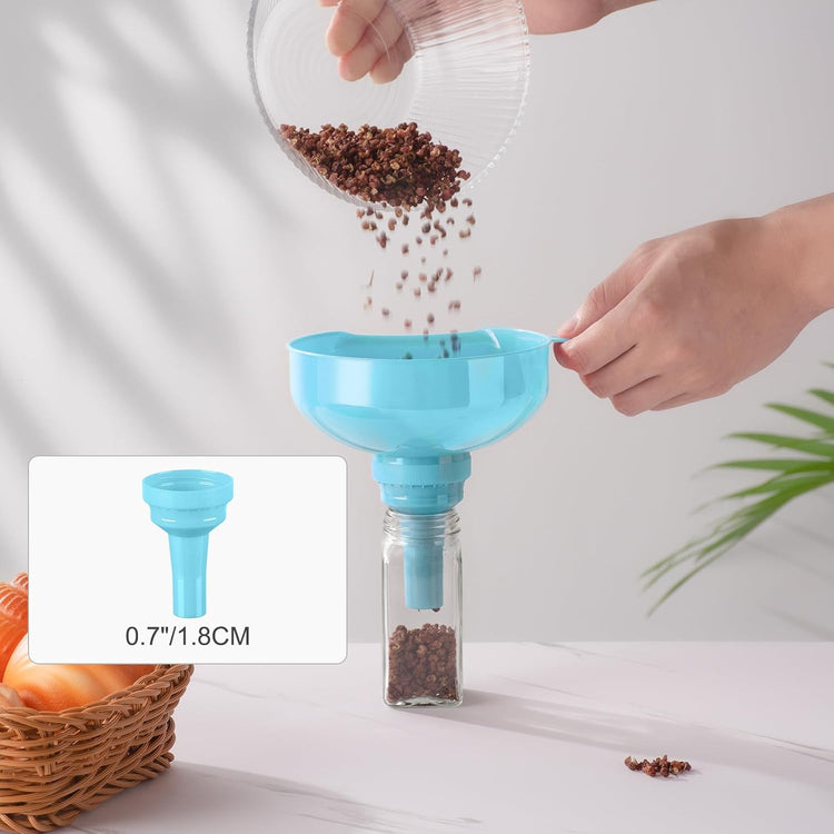 Pisol Wide Mouth Funnels for Kitchen Use, Versatile Food Grade Funnels for Filling Bottles, Plastic Cooking Funnel Set with Strainer, Large Long Neck Funnel for Canning, Mason Jar, Shampoo, Liquids