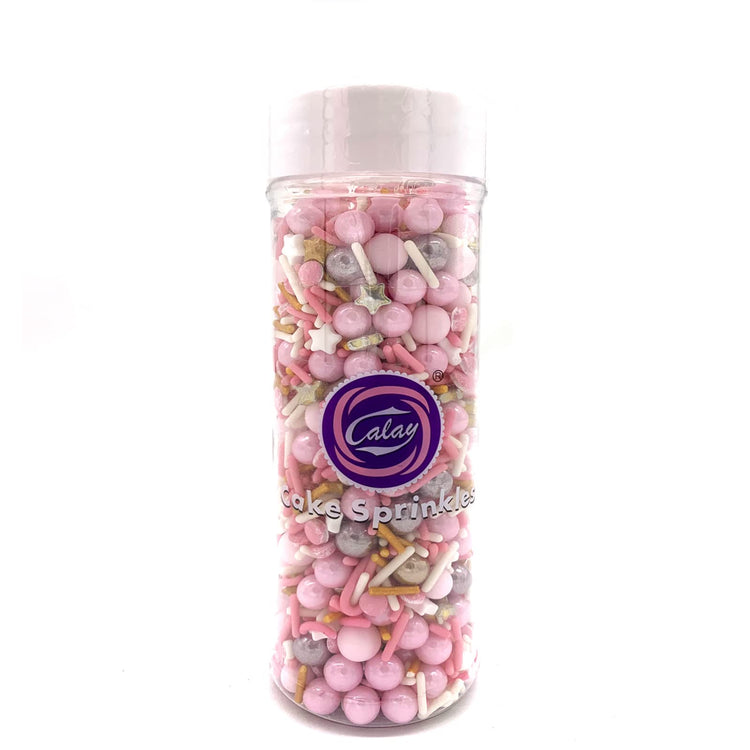 Rose and Gold Sprinkles Sugar Sprinkle Mix Pink Sprinkles Cake Decorations Cupcake Toppers Cookie Decorating Ice Cream Celebrations Shaker Jar Wedding Shower Party(120g (4.2 Ounce)