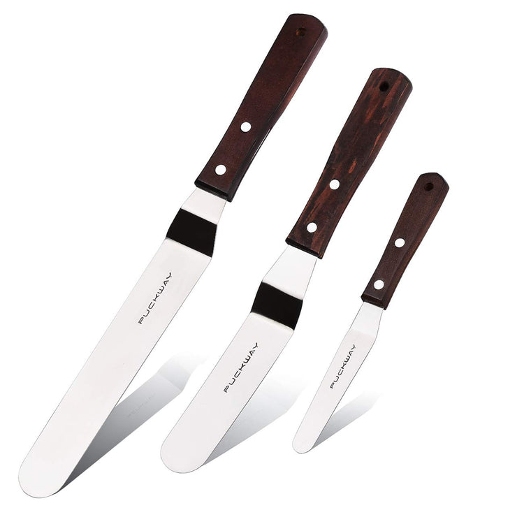 Offset Cake Icing Spatula Set of 3 Professional Stainless Steel Decorating Frosting Spatulas (3 Count)