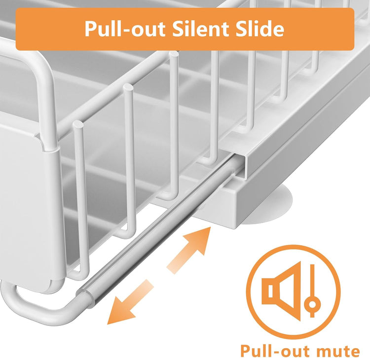 Under Sink Organizer, 2 Packs Under Sink Organizers and Storage, Slide Out Pull Out Cabinet Organizer Shelf with Metal Drawers for Kitchen Bathroom Pantry, White