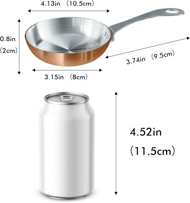 Macevia Mini Sauce Pan,Copper Stainless Steel Butter Warmer Small Pot with Handle, Multipurpose Use for Home Kitchen or Restaurant (0.12 Quart/4 Inch)