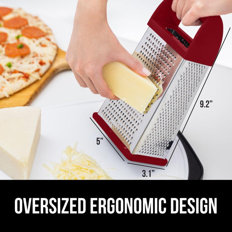 XL 4 Sided Stainless Steel Cheese Grater With Measurement Container