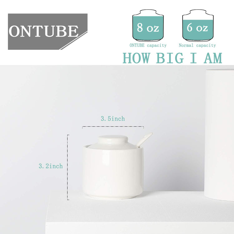 Ceramic Sugar Bowl with Lid and Spoon 8oz