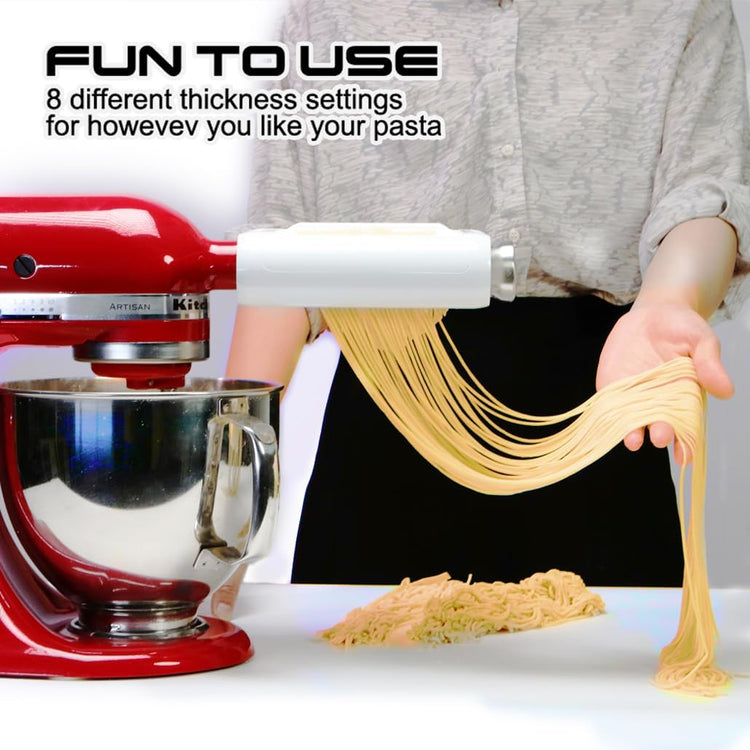 Pasta Maker Accessories Mixers 3 in 1 Set for KitchenAid Stand Mixer Attachments Include Pasta Roller, Spaghetti,Fettuccine Cutter, 8 Adjustable Thickness Settings,Pasta Maker Attachment