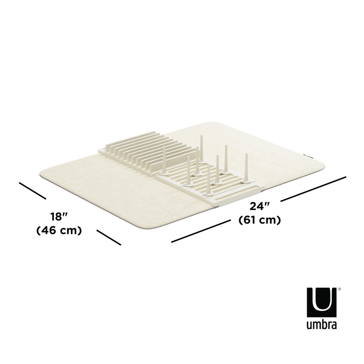 Udry Dish Rack with Movable Pegs and Microfiber Drying Mat