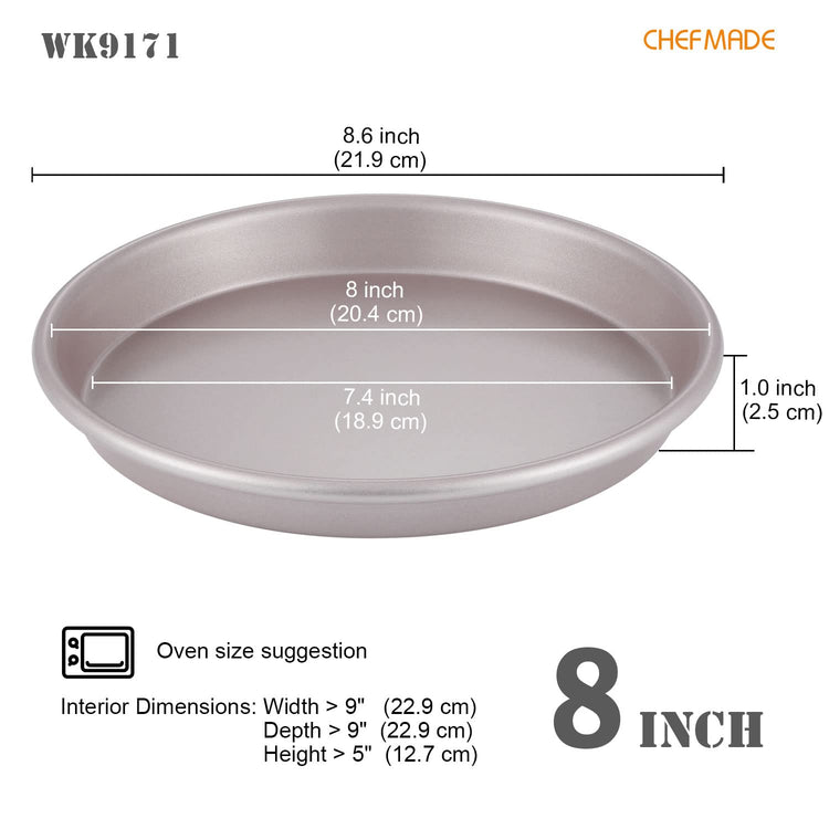 Pizza Pan, 8-Inch Non-Stick Pancake Bakeware for Oven Baking (Champagne Gold)