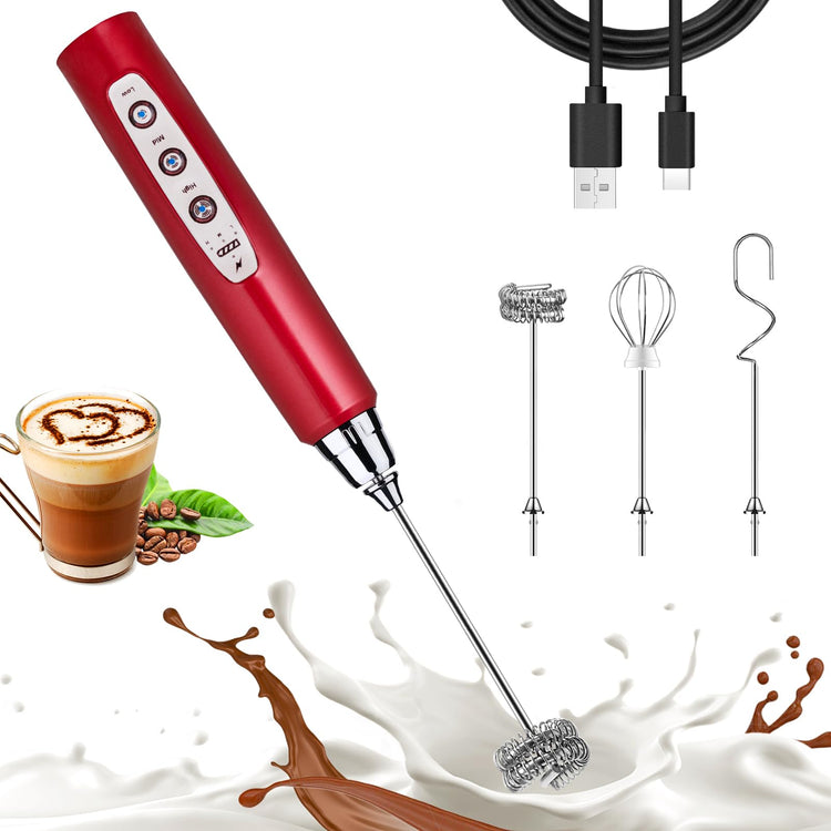 Red Milk Frother Wand for Coffee