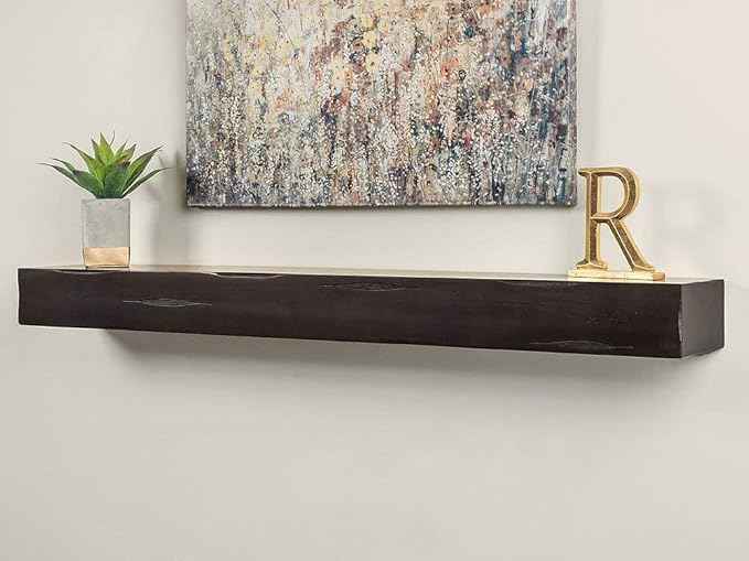 MANTELSDIRECT Breckenridge 72” Fireplace Mantel Shelf with Corbels – Rustic Floating Mantel Shelf for Over Fireplace – Espresso Rustic - Wood Shelf for Wall – Pine Box Construction