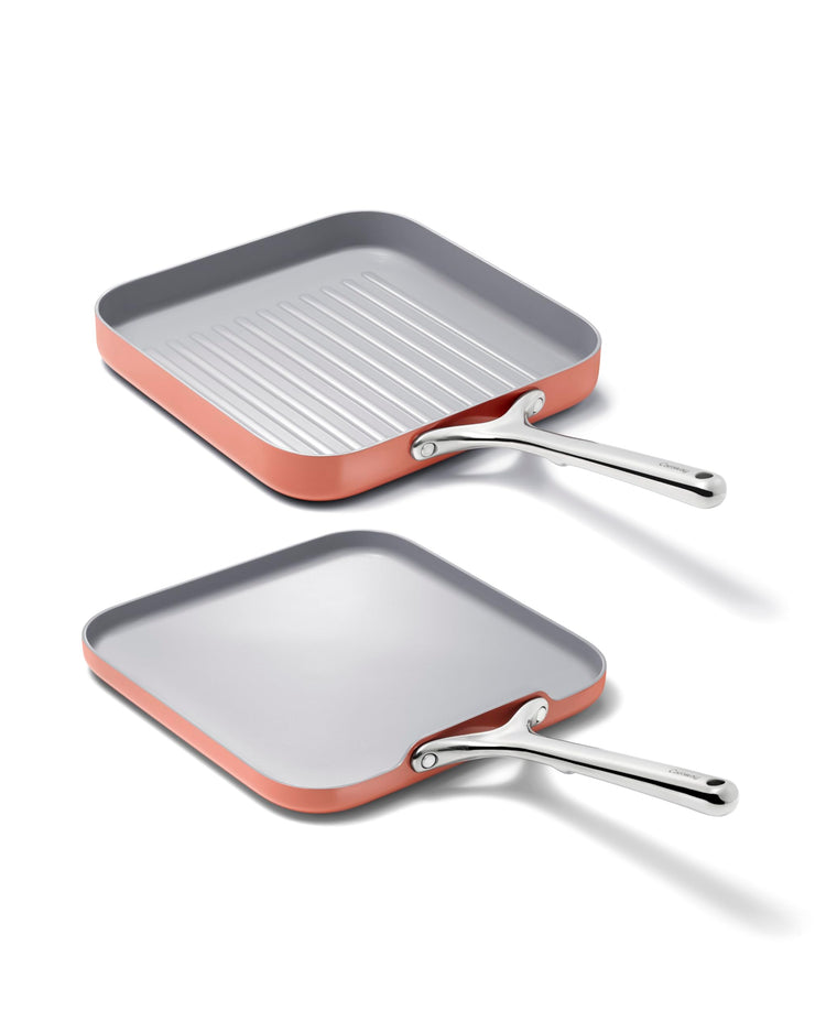 11" Non Stick Square Griddle Pan and Grill Pan Duo (2 Count)