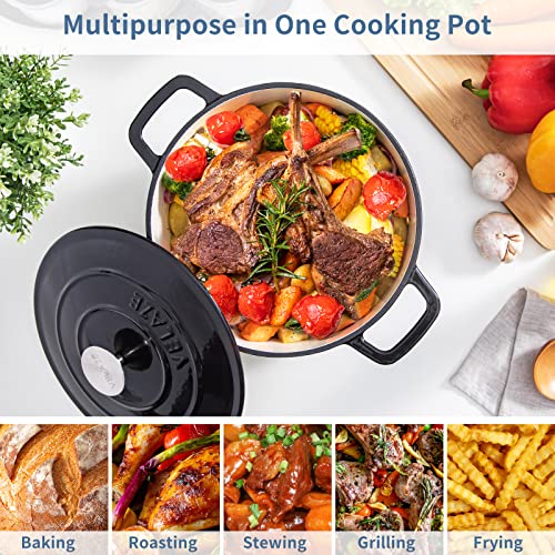6 QT Enameled Cast Iron Dutch Oven Pot with Lid
