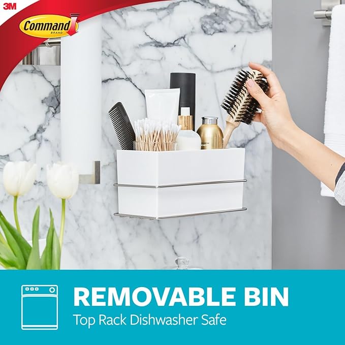 Command Wall and Cabinet Organizer with Water Resistant Strips, Organize Your Bathroom, Easy to Open Packaging