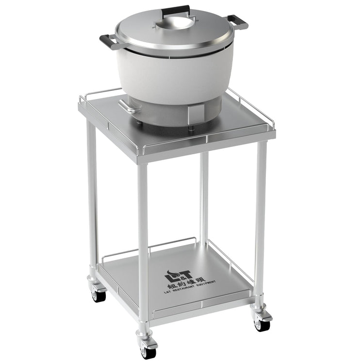 24" x 24" Stainless Steel Rice Cooker Stand and Cart with Wheels & Brakes