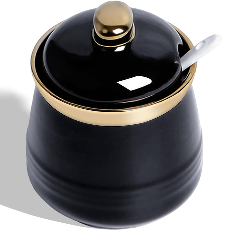 12oz Ceramic Sugar Bowl with Lid and Spoon