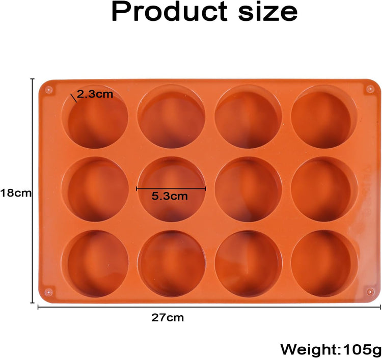 2PCS Muffin Pan, 12 Cup Silicone Cake Moulds for Baking, Silicone Muffin Cases, Non Stick Muffin Tin, Cookies Jelly Mould - BPA Free and Dishwasher Safe