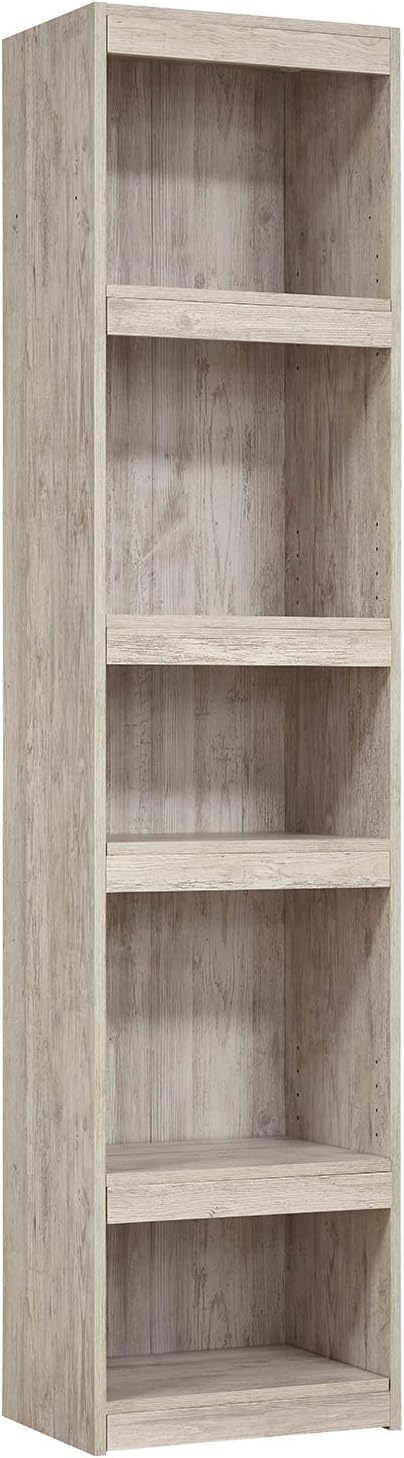 Signature Design by Ashley Willowton Coastal Entertainment Center Pier Bookcase with 3 Adjustable Shelves, Whitewash