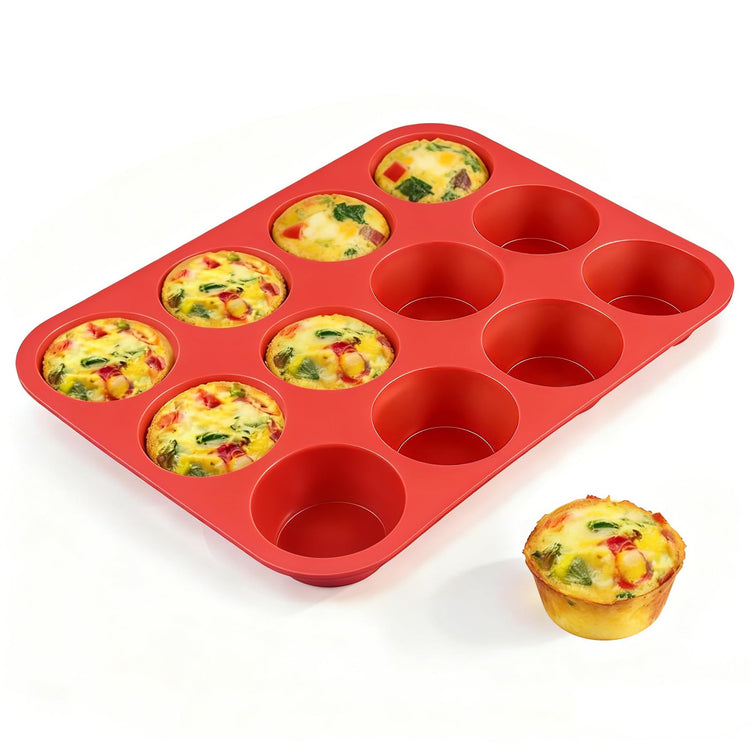 12 Cups Silicone Muffin Pans for Baking Cupcake Pan Nonstick Silicone Molds