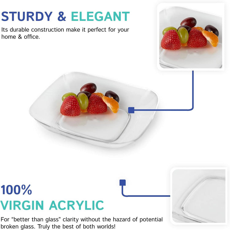 Huang Acrylic Small Square Plate | Dish For Dinning, Serving, Hosting | Durable Construction, Easy to Clean Premium Acrylic