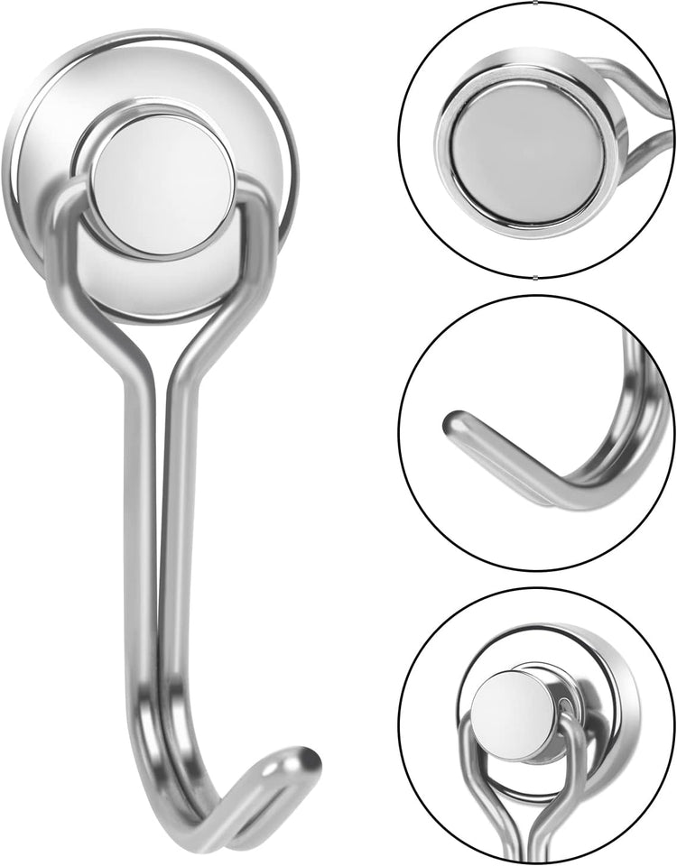 E BAVITE Swivel Swing Magnetic Hooks New Upgraded, 30LB(6pack) Refrigerator Magnet Hook Strong Neodymium Magnets, Perfect for Refrigerator and Other Surfaces,60mm(2.36in) in