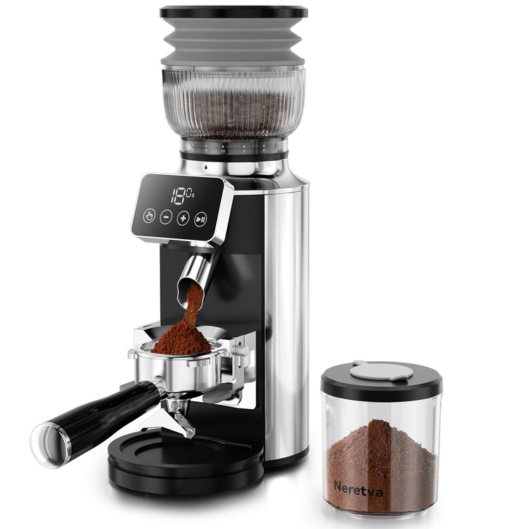 Stainless Steel Espresso Grinder with Portafilter Holder