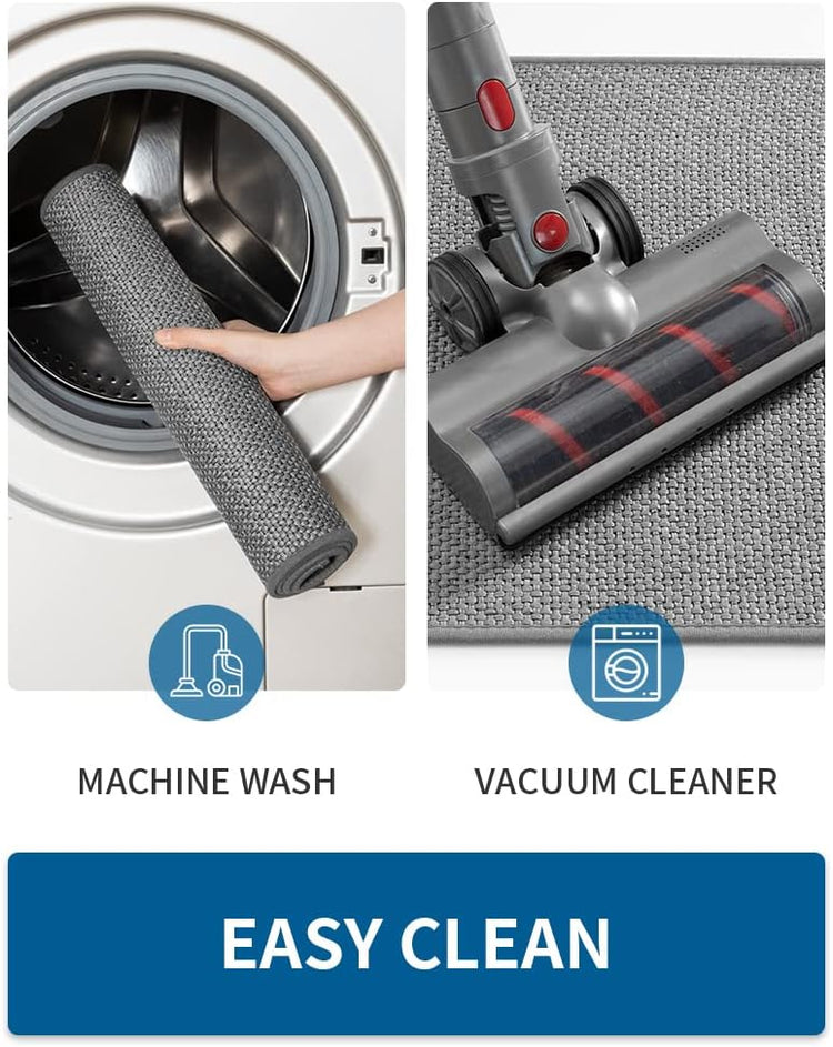 Kitchen Rugs and Mats Non Skid Washable, Absorbent Runner Rugs for Kitchen, Front of Sink, Kitchen Mats for Floor (Dark Grey, 20"x70")