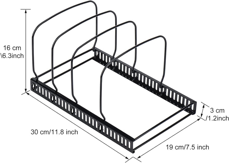 Toplife 10+ Bakeware Organizer Rack for Kitchen Bakeware, Cookware, Dinnerware, Cutting Boards, Plates, Pot and Pan Lids (Black)