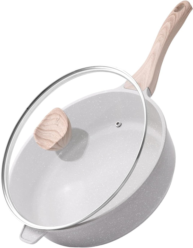 Nonstick Ceramic Deep Frying Pan, 11 Inch Non Toxic Skillet with Lid, Healthy Jumbo Cooker, Saute Pan for Cooking, Induction Cookware, PFOA & PFAS Free