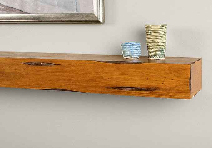 MANTELSDIRECT Breckenridge 48” Fireplace Mantel Shelf with Corbels – Rustic Floating Mantel Shelf for Over Fireplace – Chestnut - Wood Shelf for Wall – Pine Box Construction