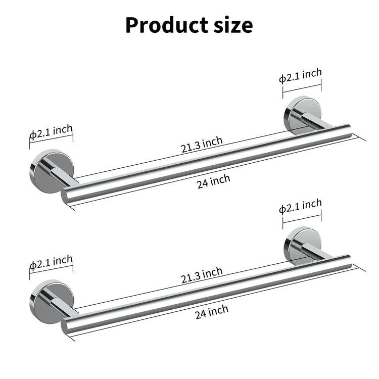 2 Pieces Polished Chrome Bathroom Towel Bar