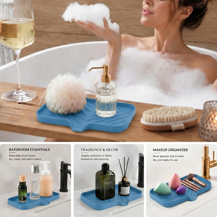 Silicone Soap Dish with Drain Spout