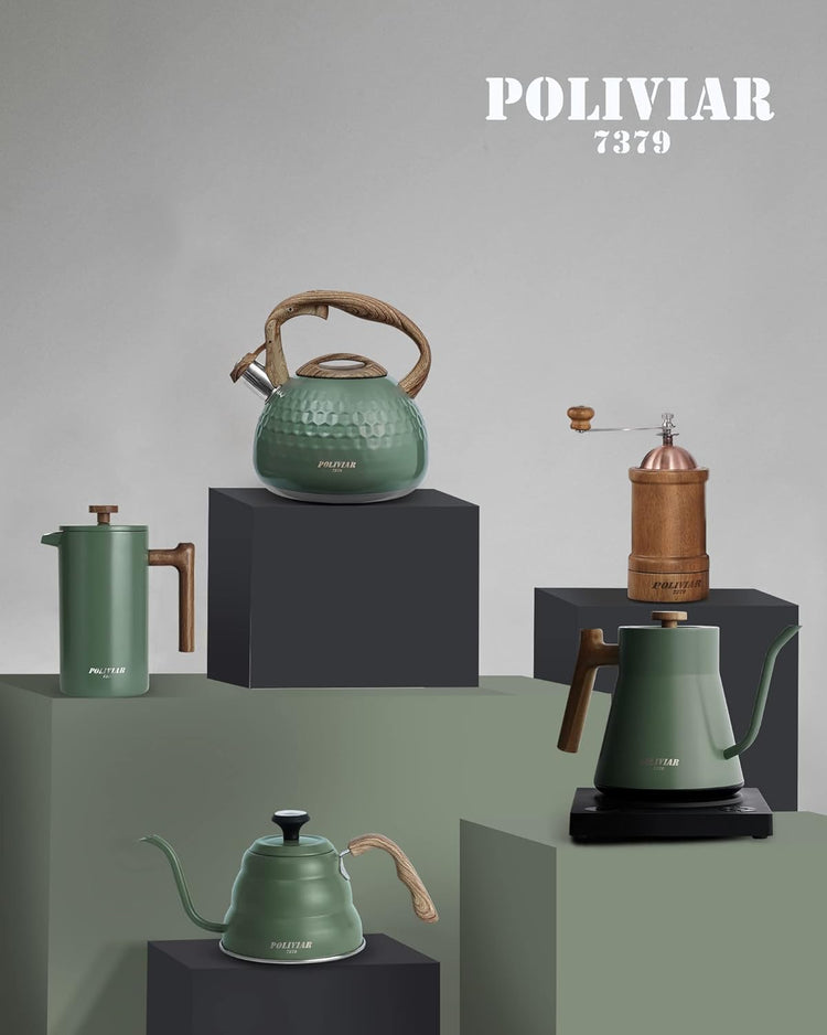 POLIVIAR Tea Kettle, 2.7 Quart Stovetop Tea Kettle, Audible Whistling Teapot, Food Grade Stainless Steel for Anti-Rust, Anti Hot Handle, Suitable for All Heat Sources (JX2020-RH30-2)