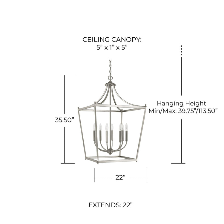 9553BN Stanton Geometric Metal Open Frame Lantern Foyer Pendant