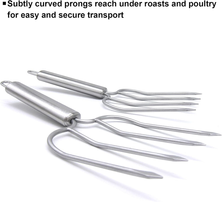 KAYCROWN Thanksgiving Roasting Kit - Stainless Steel Turkey Baster and Turkey & Roast Lifters, Silicone Turkey Baster with 2 Marinade Needles & Stainless Steel Turkey Forks Set