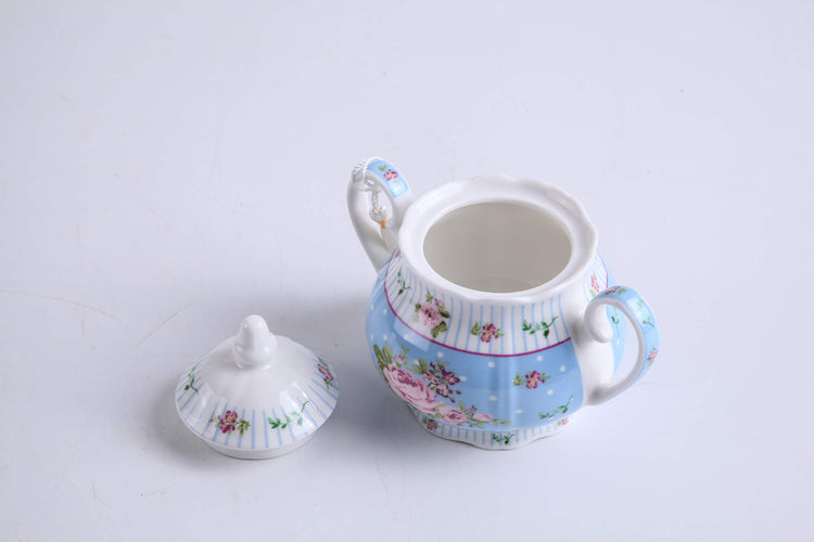 Porcelain Teapot Sugar Bowl and Cream Milk Jug Shabby Chic Vintage Floral in Gift box 40oz