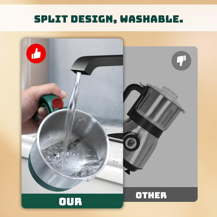 Electric Spice and Nut Grinders - 3 Stainless Steel Blades, 1 Filter, 1 Brush - 500W Grinder for Kitchen Dry Use (Green)