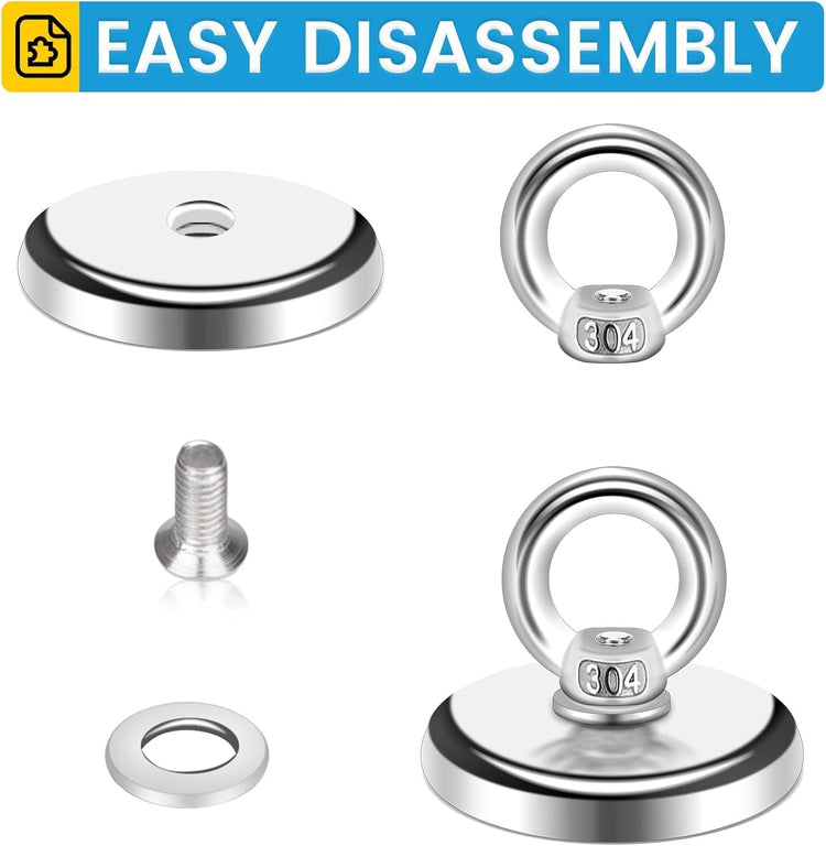 Magnetic Hooks, 100 LB(45KG) Heavy Duty Magnetic Hooks with Countersunk Hole Eyebolt, Perfect for Home, Kitchen, Workplace, Office and Garage, Pack of 25