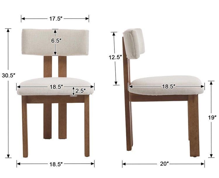 Linen Dining Chairs Set of 6 Modern Farmhouse Kitchen Chairs with Open Low Back Upholstered Wood Side Chairs for Dining Room (6 Count)