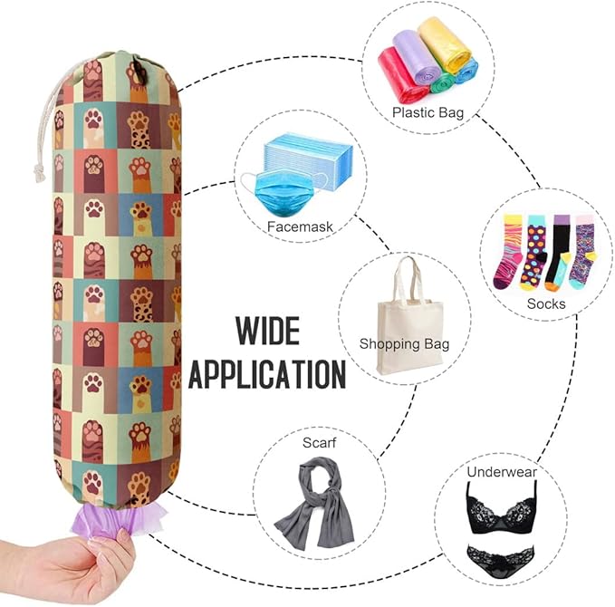 Cat Pattern Grocery Bags Holder Organizer For Shopping Bags,Wall Mount Plastic Bags Storage Container Dispensers, Pet Lovers Home Kitchen Gifts For Women, Family, Friends, Cat Dad, Cat Mom
