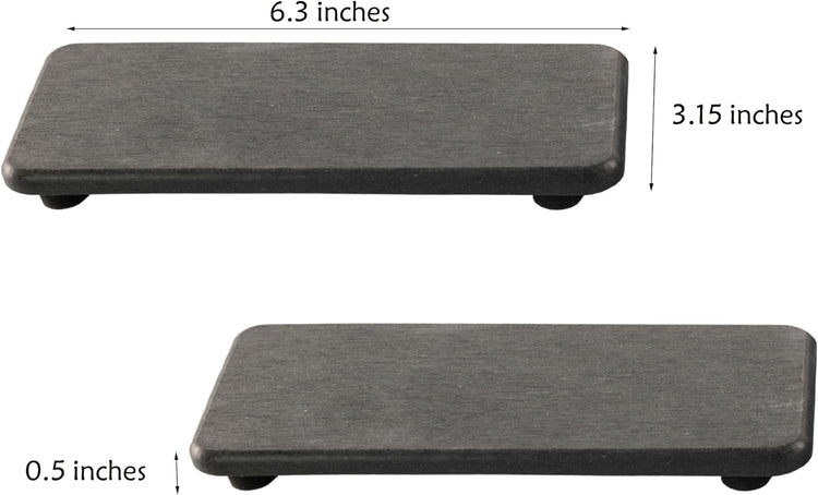 2 Pcs Water Absorbing Stone Trays, Kitchen/Bathroom Sink Soap Dish, Diatomite Tray Used for Hand Soap & Cosmetic Bottles in The Modern Home, 3.15" W x 6.3" L, Dark Gray
