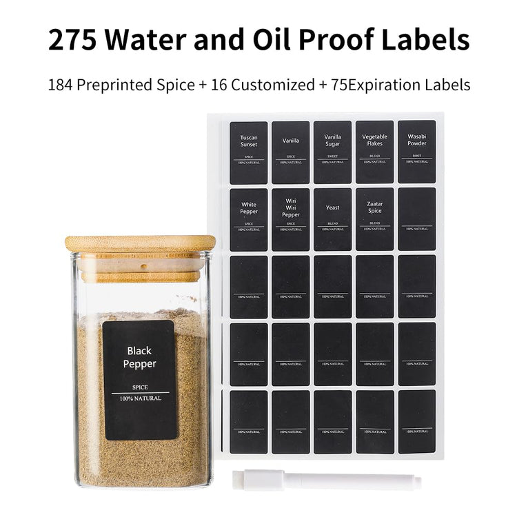 12Pcs 9oz Spice Jars Glass Container with 275 Labels (12 Count)