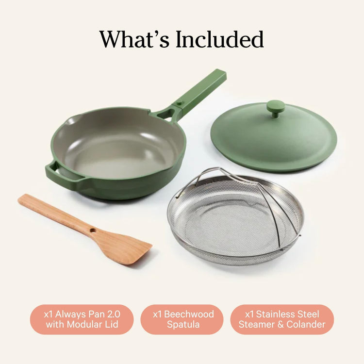 Our Place Always Pan 2.0-10.5” (2.6 Qt) Nonstick, Toxin-Free Ceramic Cookware | Patented 10-in-1 Aluminum Frying & Sauté Pan | Safe for Oven, Induction & All Cooktops up to 450°F | Sage - Nestoria