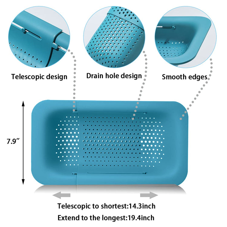 Collapsible Sink Colanders and Strainers Basket Over the Sink Colander Collapsible Colander Extendable Plastic Fruit Vegetable Strainer Drainer Basket for Kitchen