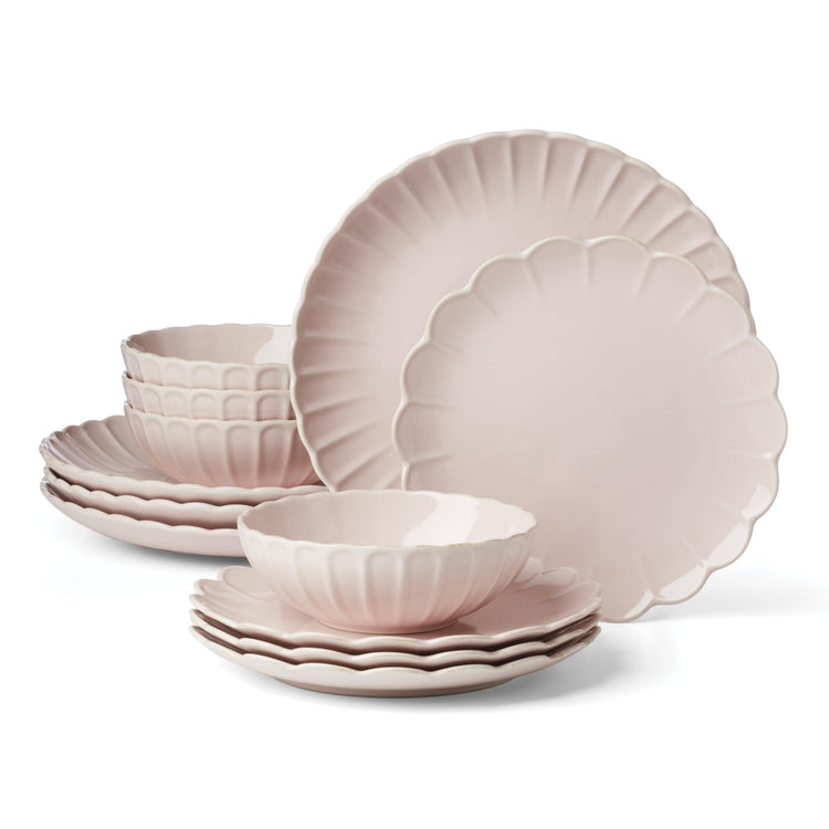 French Perle Scallop Blush Stoneware 12 (12 Count)