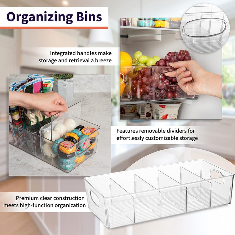 Pantry Storage Bins with Removable Dividers (2 Count)