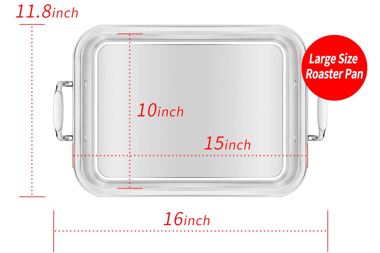 15 Inch Stainless Steel Roasting Pan with Cooling Rack