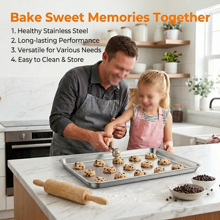 Baking Sheet 17.6"x 13"x 1" Stainless Steel Large Cookie Sheet Pan (2 Count)