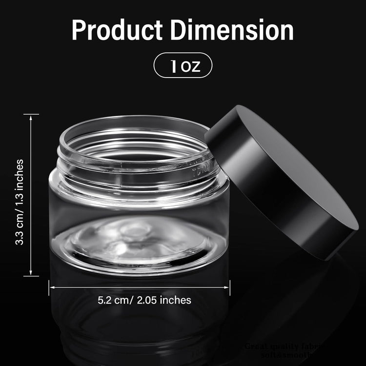 SATINIOR 6 Pack 1 oz Plastic Jars Containers with Lids Wide Mouth Refillable Leakproof Reusable Round Empty Jars for Travel Cosmetic Dry Food Spice Candy Cookie Home Kitchen Organizing (Black)