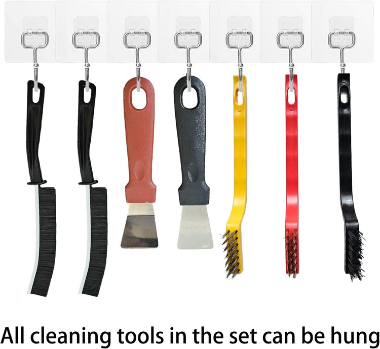 7 Pcs Multi-Purpose Crevice Cleaning Brush Tool for Stubborn Kitchen Grease Stains, Bathroom Crevices, Window Gutters, Tiles and Faucets